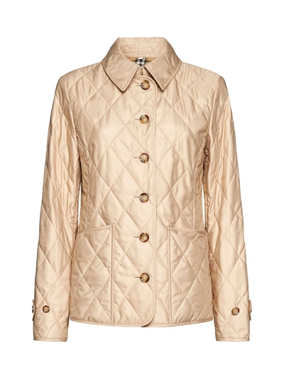 Shop Burberry Diamond Quilted Jacket In New Chino
