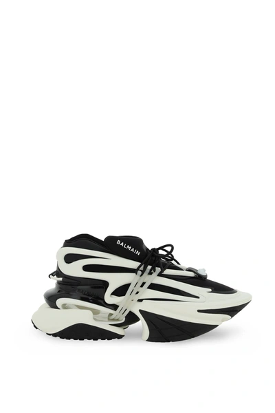 Shop Balmain White And Black Unicorn Sneakers In Noir/blanc