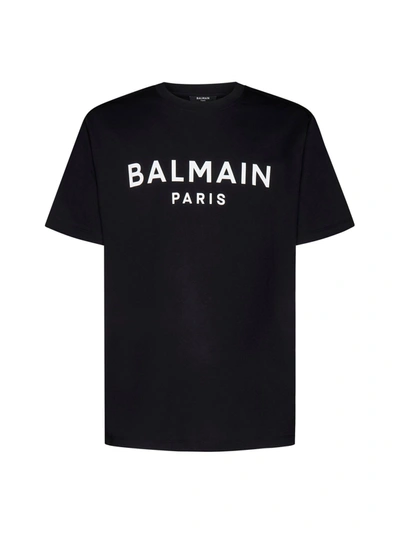 Shop Balmain Cotton Logo T-shirt In Noir/blanc