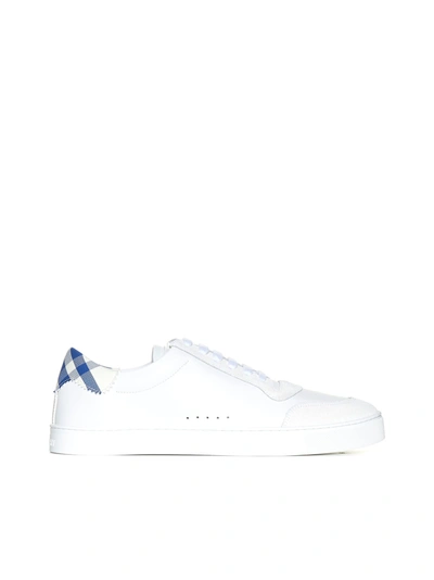 Shop Burberry White Leather Sneakers In Op White