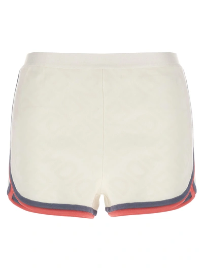 Shop Fendi Logo Shorts In White