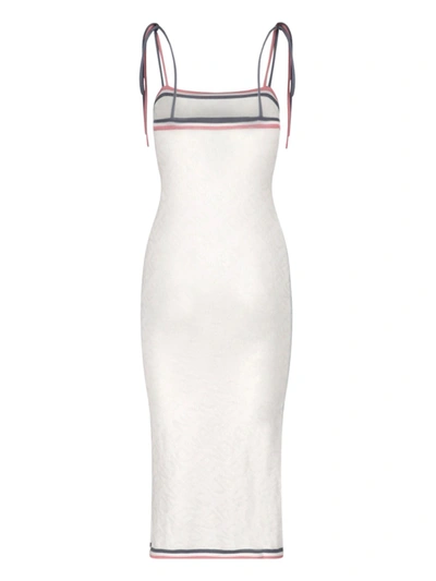 Shop Fendi Logo Midi Dress In White