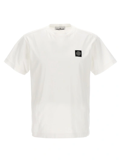 Shop Stone Island Cotton Crew-neck T-shirt In White