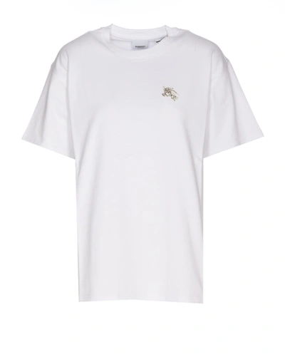 Shop Burberry Embellished Crewneck T-shirt In White
