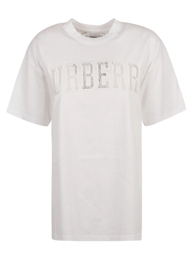 Shop Burberry Logo Lace T-shirt In White
