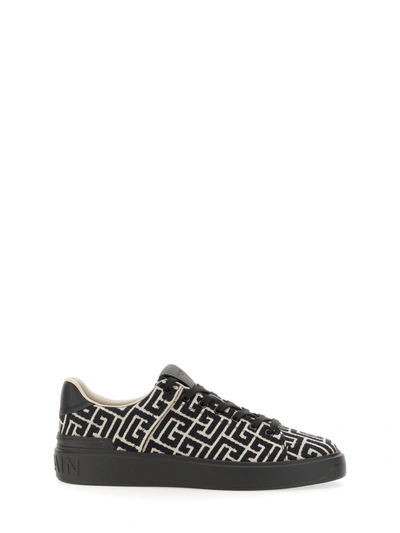 Shop Balmain B-court Sneakers In White/black