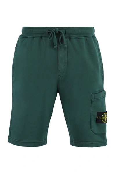 Shop Stone Island Fleece Shorts In Green