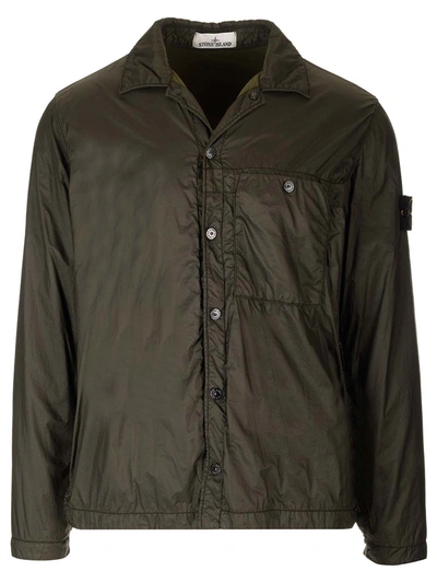 Shop Stone Island Overshirt In Technical Fabric In Green