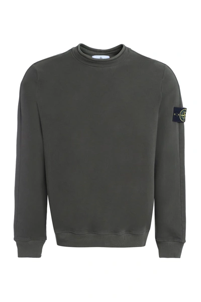 Shop Stone Island Cotton Crew-neck Sweatshirt In Green