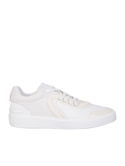Shop Balmain Sneakers In White Suede And Leather