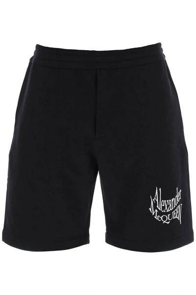 Shop Alexander Mcqueen Warped Logo Sweat Shorts