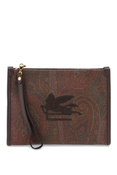 Shop Etro Paisley Pouch With Embroidery