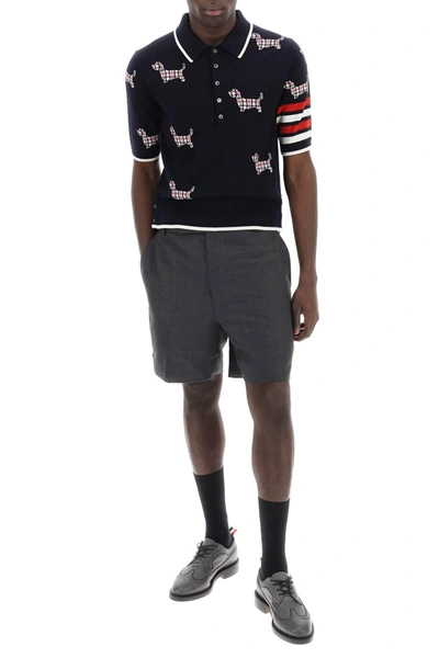Shop Thom Browne Hector Knitted Polo Shirt