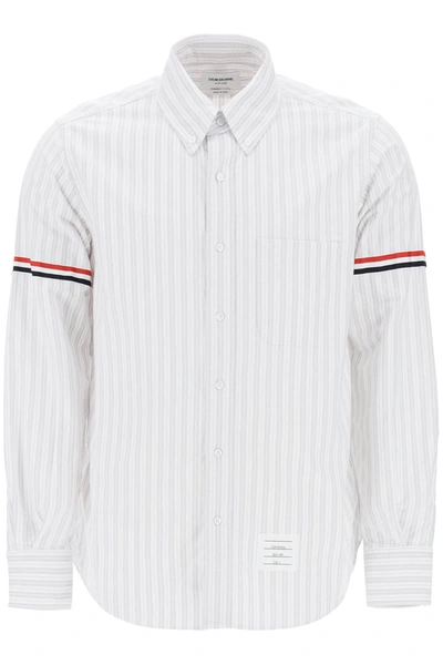 Shop Thom Browne Striped Oxford Shirt