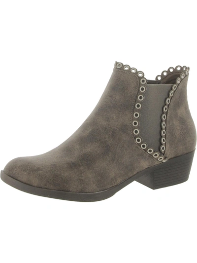 Shop Sbicca Marjorie Womens Faux Leather Distressed Booties In Grey