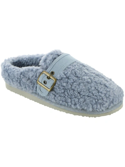 Shop Array Clio Slip Womens Faux Fur Comfort Slide Slippers In Blue