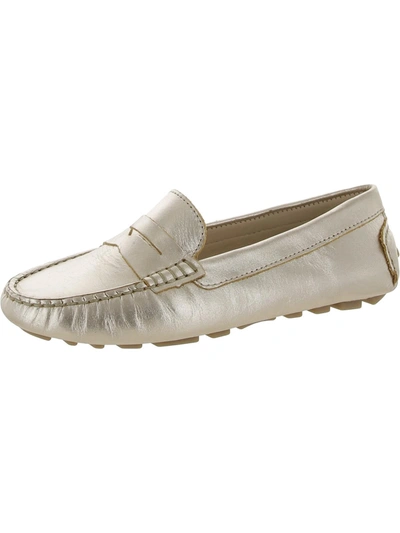 Shop Driver Club Usa Naples Womens Leather Slip On Moccasins In Gold