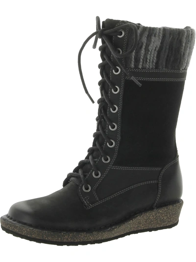 Shop Aetrex Elsa Womens Leather Knit Mid-calf Boots In Black