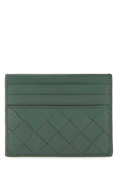 Shop Bottega Veneta Woman Sage Green Nappa Leather Card Holder