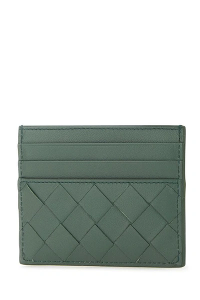 Shop Bottega Veneta Woman Sage Green Nappa Leather Card Holder