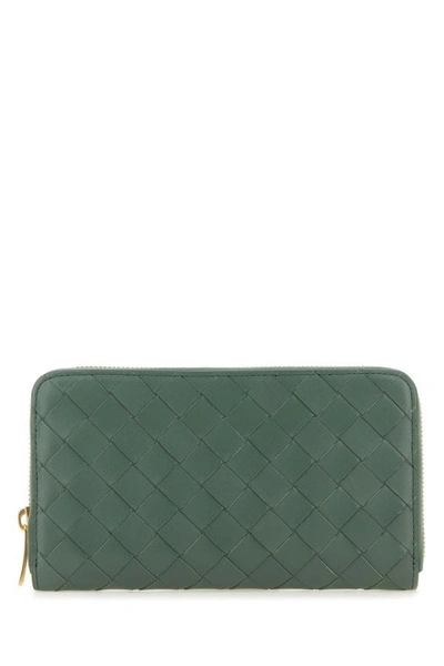 Shop Bottega Veneta Woman Sage Green Nappa Leather Intrecciato Wallet