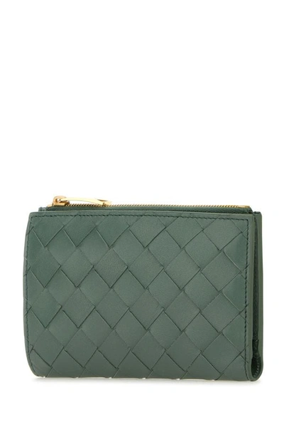 Shop Bottega Veneta Woman Sage Green Nappa Leather Medium Intrecciato Wallet