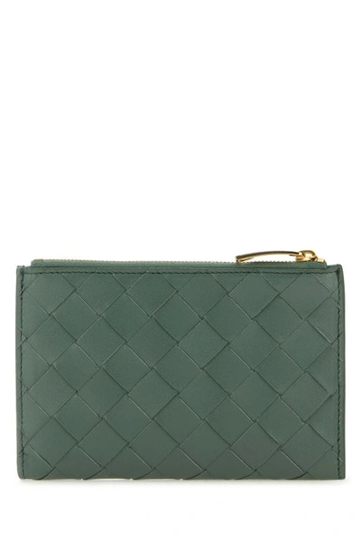 Shop Bottega Veneta Woman Sage Green Nappa Leather Medium Intrecciato Wallet