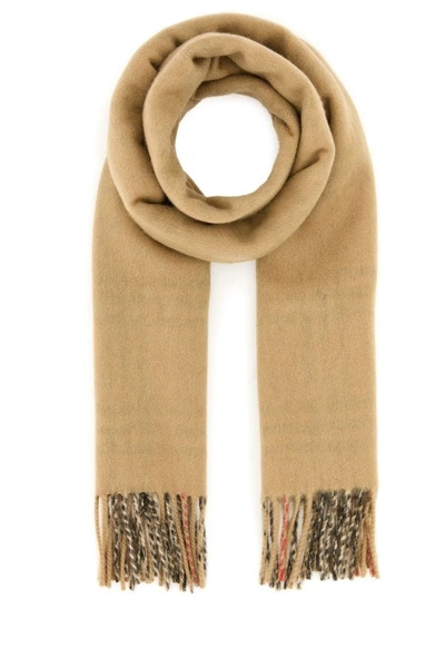 Shop Burberry Unisex Beige Cashmere Reversible Scarf In Brown