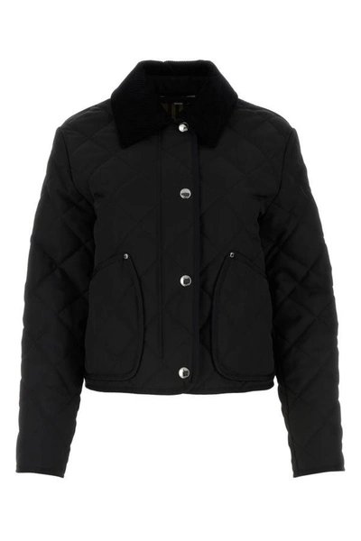 Shop Burberry Woman Black Polyester Padded Jacket