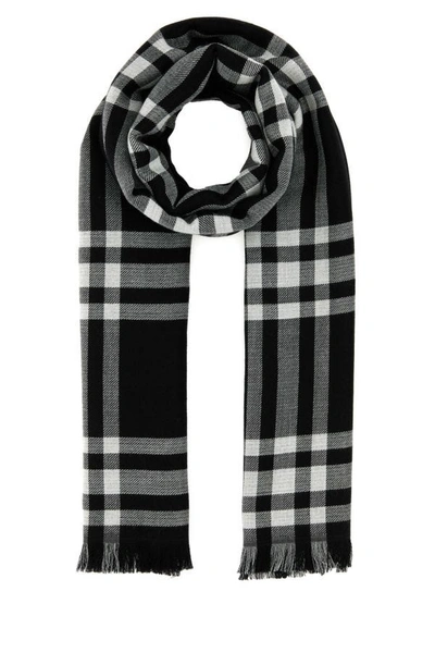 Shop Burberry Woman Embroidered Wool Blend Scarf In Multicolor