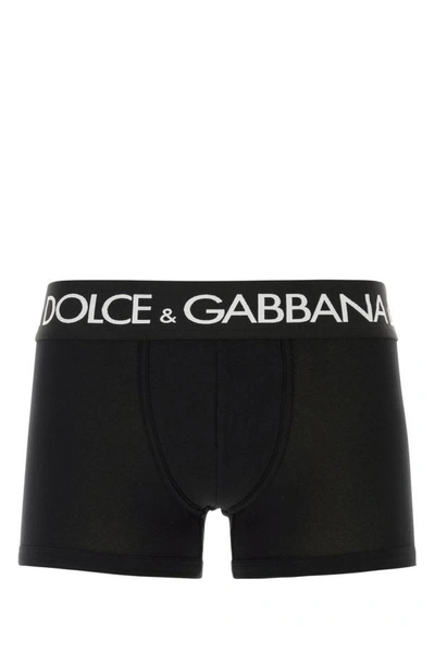 Shop Dolce & Gabbana Man Black Stretch Cotton Boxer Set