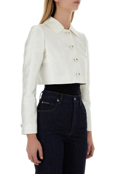 Shop Dolce & Gabbana Woman White Jacquard Blazer