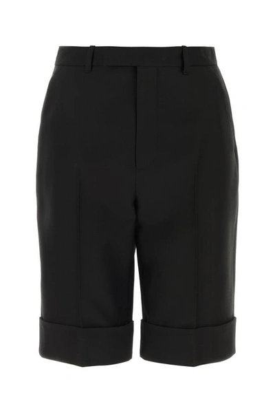Shop Gucci Woman Black Wool Blend Bermuda Shorts