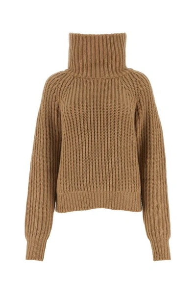 Shop Khaite Woman Camel Cashmere Sweater In Brown
