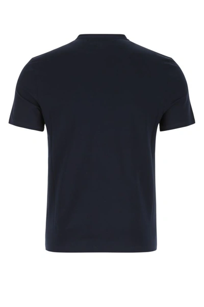 Shop Prada Man Navy Blue Stretch Cotton T-shirt