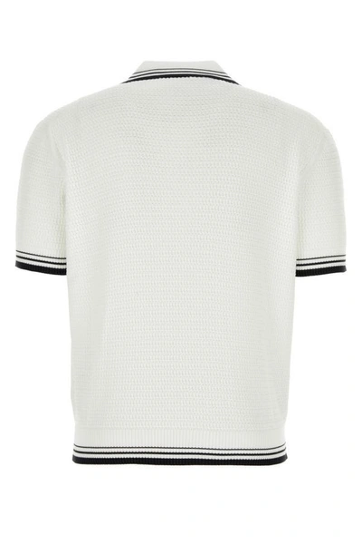 Shop Prada Man White Cotton Blend Polo Shirt