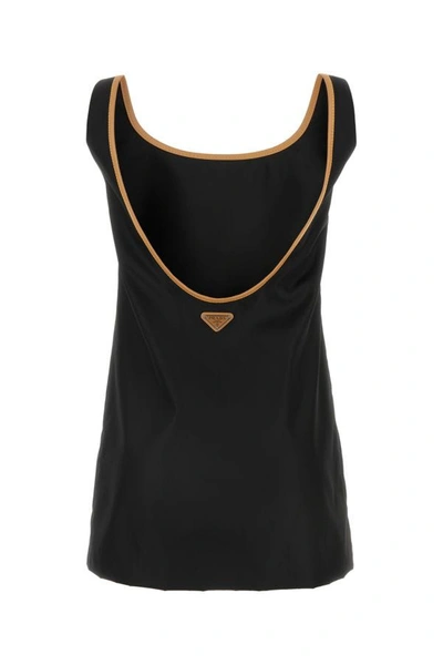 Shop Prada Woman Black Re-nylon Mini Dress