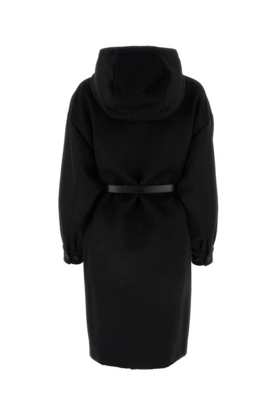 Shop Prada Woman Black Wool Blend Coat