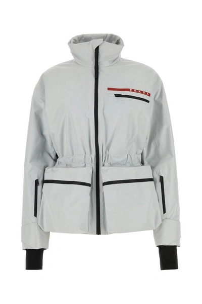 Shop Prada Woman Chalk Polyester Jacket In White