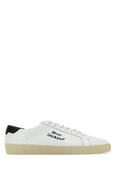 Shop Saint Laurent Man White Leather Court Sl/06 Sneakers