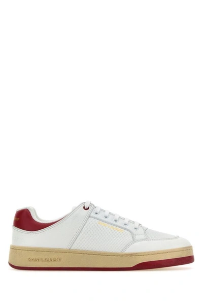 Shop Saint Laurent Man White Leather Sl/61 Sneakers