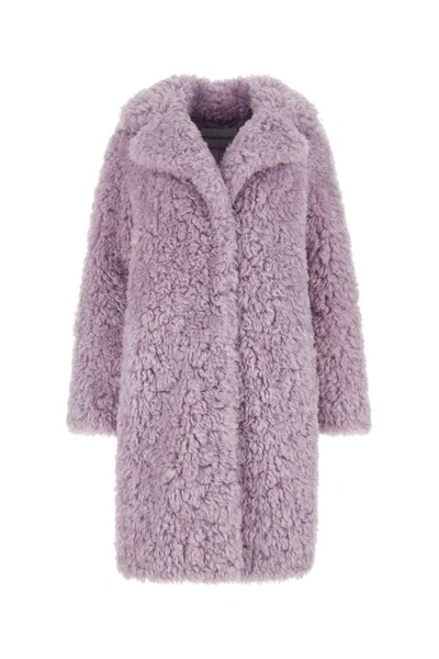Shop Stand Studio Woman Lilac Camille Cocoon Eco Fur Coat In Purple
