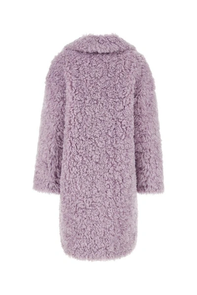 Shop Stand Studio Woman Lilac Camille Cocoon Eco Fur Coat In Purple