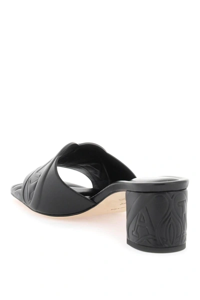 Shop Alexander Mcqueen Embossed Logo Leather Mules