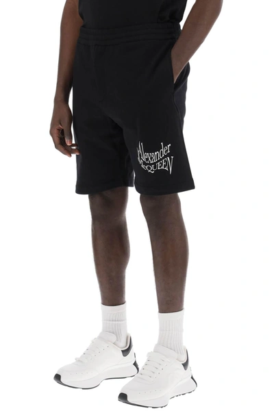 Shop Alexander Mcqueen Warped Logo Sweat Shorts