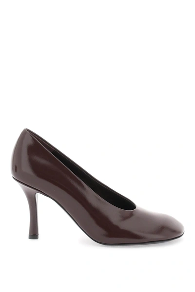 Shop Burberry Glossy Leather Baby Pumps