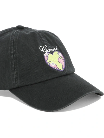Shop Ganni Cap With Graphic Embroidery