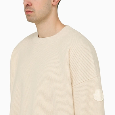 Shop Moncler X Roc Nation By Jay-z Moncler X Roc Nation By Jay Z Ribbed White T Shirt In Wool