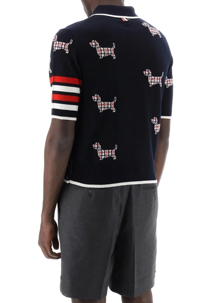 Shop Thom Browne Hector Knitted Polo Shirt