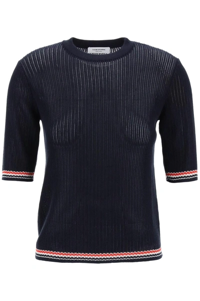 Shop Thom Browne Pointelle Knit T Shirt